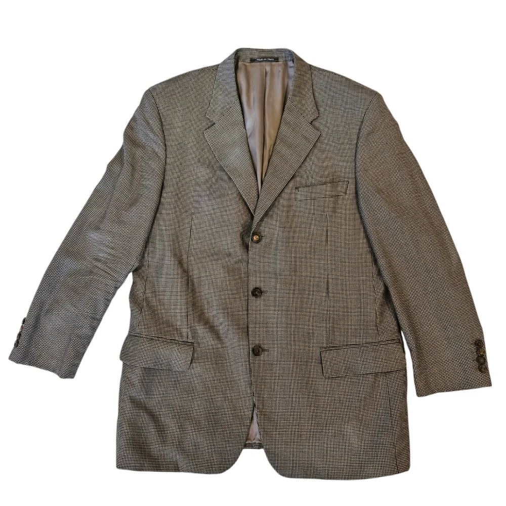 ZANELLA Black & Tan Houndstooth Wool/Silk Blazer | SZ 44